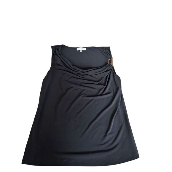 Calvin Klein black tank with side swooped neckline size medium - Picture 1 of 8